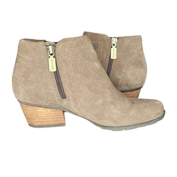Blondo Waterproof Nubuck Leather Suede Block Heel 6.5W Bootie color mushroom - Picture 15 of 16